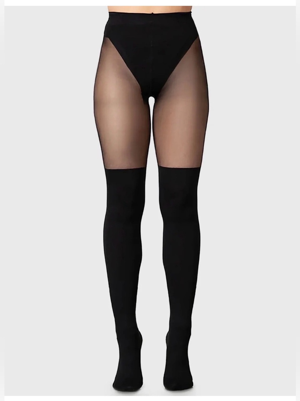 NEW Killstar Alona Black Mock Stockings Sheer Tights Gothic Punk Witch Sexy O/S